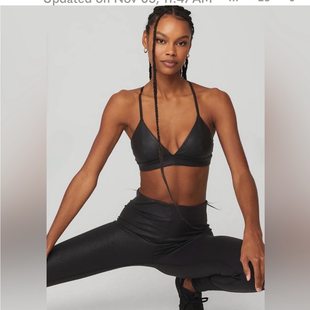 NWT ALO Yoga faux leather airbrush high waist legging - black - xxs
